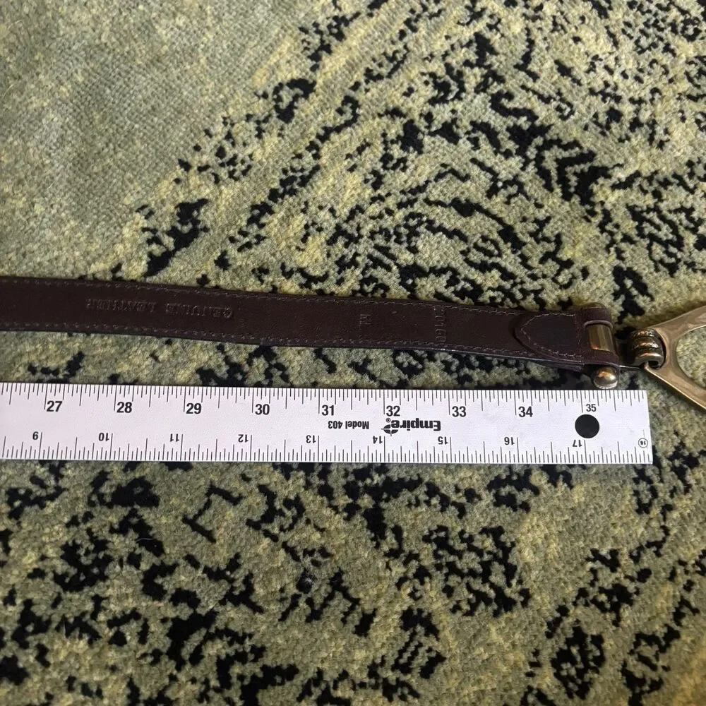 Vintage Brown Leather Waist Belt Brass sz M Adjustable Equestrian Western Snake